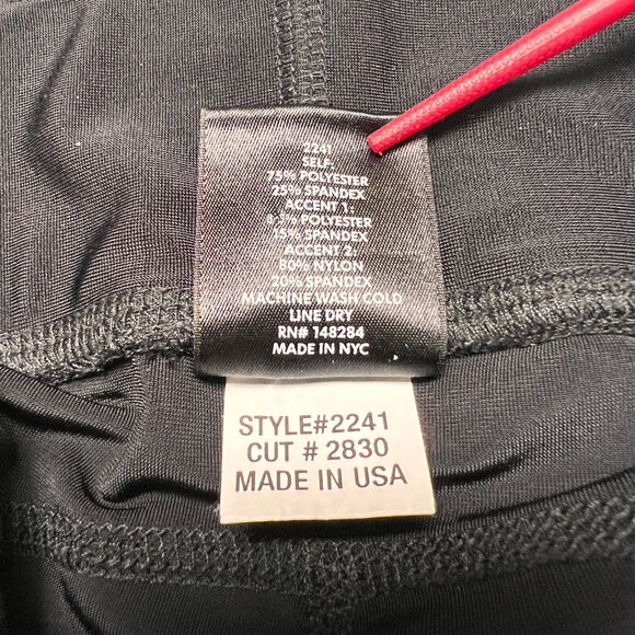 Terez SIZE Small Star Laser Cut Vegan Leather Panel Leggings Black Mesh 2241 - Picture 5 of 12